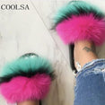 Summer Ladies Colorful Fox Fur Fluffy Slippers