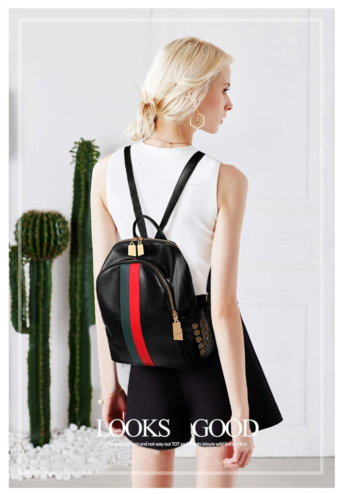 Luxury Famous Women PU Leather Backpack