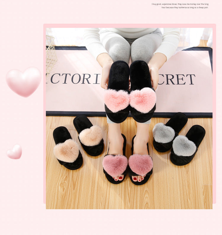 Women Love Heart Cotton Slippers