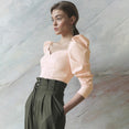 Vintage Square Collar Casual Puff Sleeve