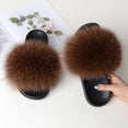 Women Fur Slippers Warm Fox Fur Slippers