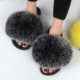 Women Fur Slippers Warm Fox Fur Slippers