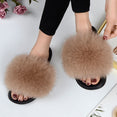 Women Fur Slippers Warm Fox Fur Slippers