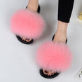 Women Fur Slippers Warm Fox Fur Slippers