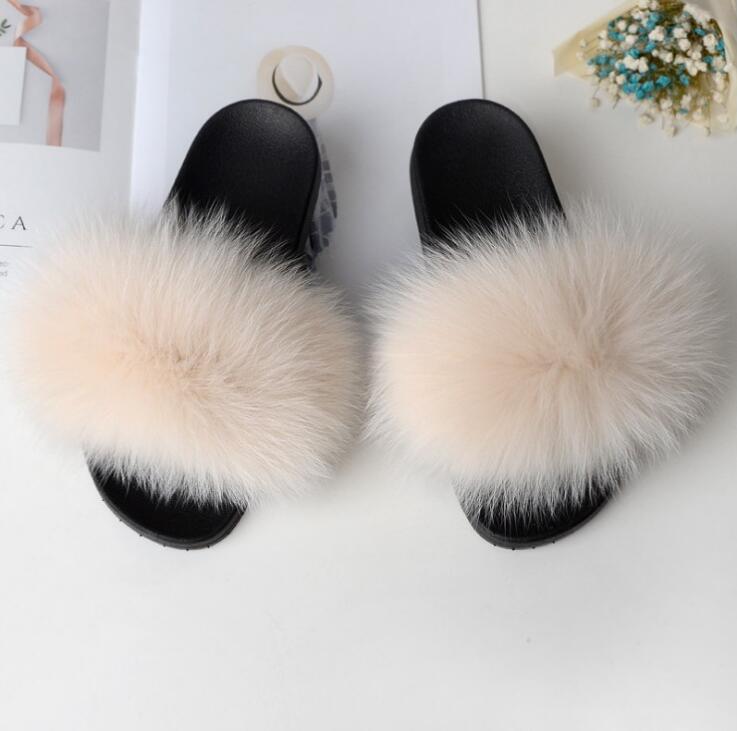 Fluffy Women Brand Fashion Fox Fur Slippers