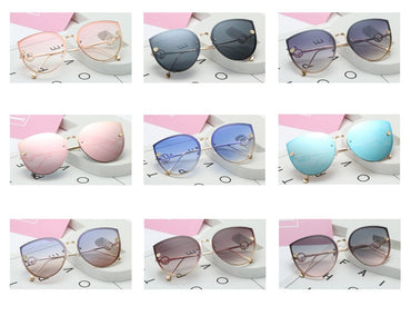 Cat Eye Metal Frame Mirror Sun Glasses