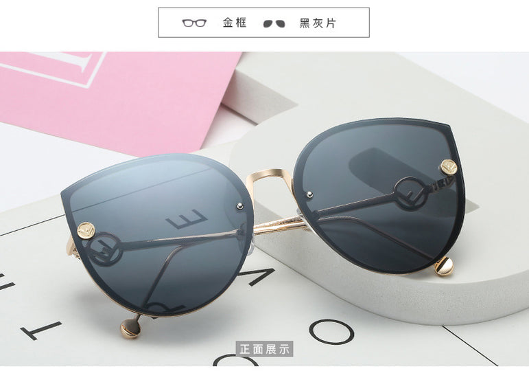 Cat Eye Metal Frame Mirror Sun Glasses