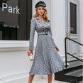 Vintage pleated belt plaid dress