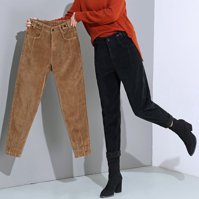 Autumn Winter High Waist Corduroy Harem Pants