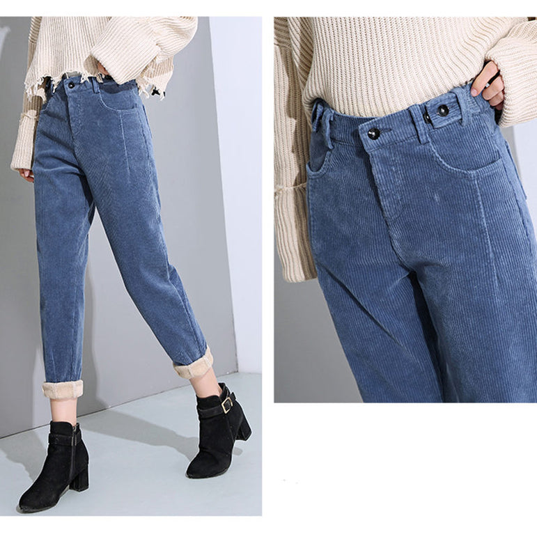 Autumn Winter High Waist Corduroy Harem Pants