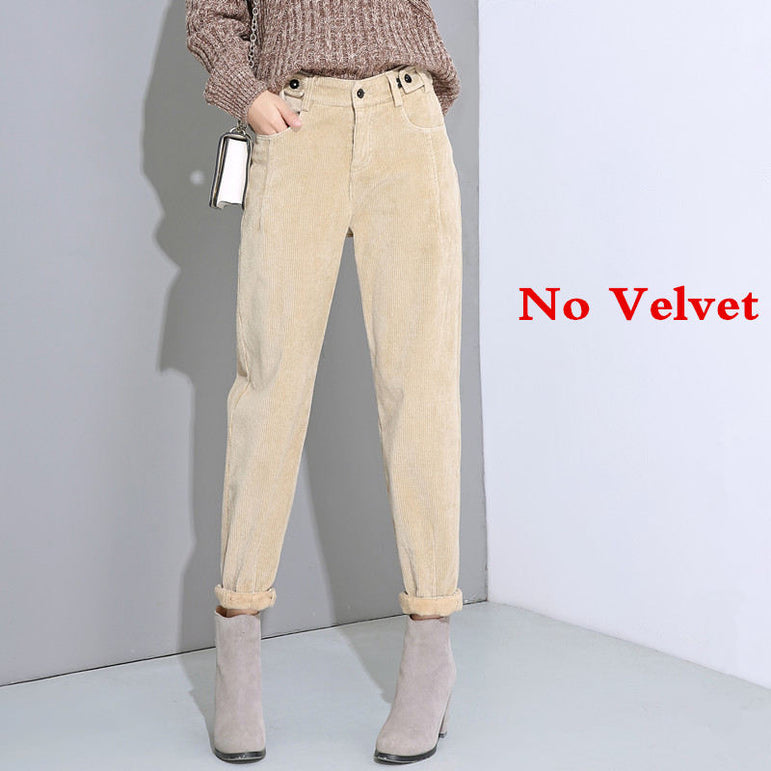 Autumn Winter High Waist Corduroy Harem Pants