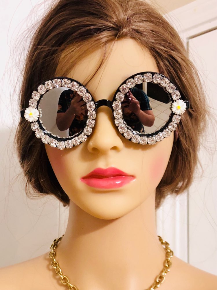 Crystal Diamond Handmade Round Sunglasses