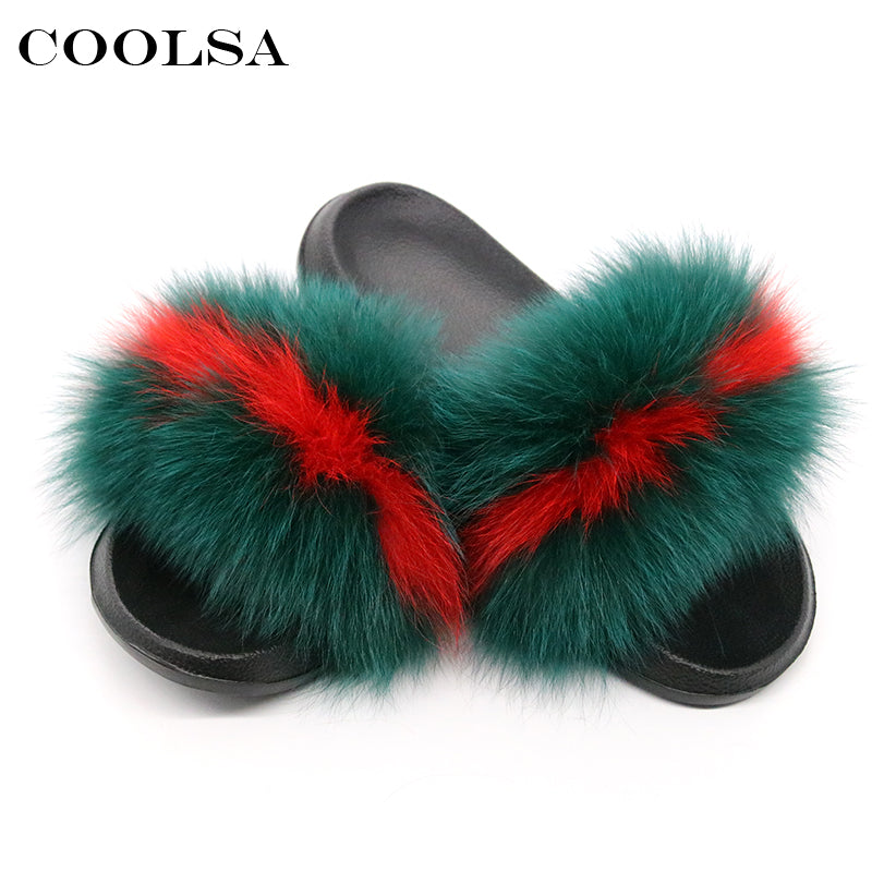 Fox Fur Slides Female Indoor Flip Flops