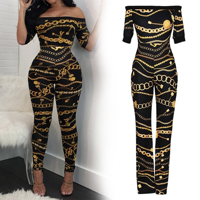 Off Shoulder Jumpsuits Long Pants For Women