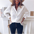 Women Long Sleeve Ruffles White shirt