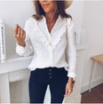 Women Long Sleeve Ruffles White shirt