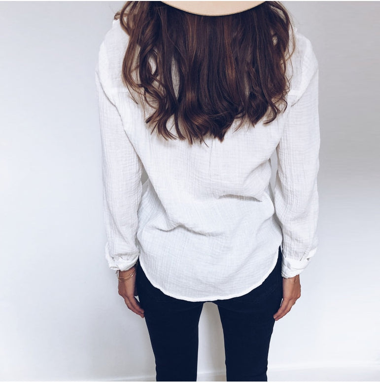 Women Long Sleeve Ruffles White shirt