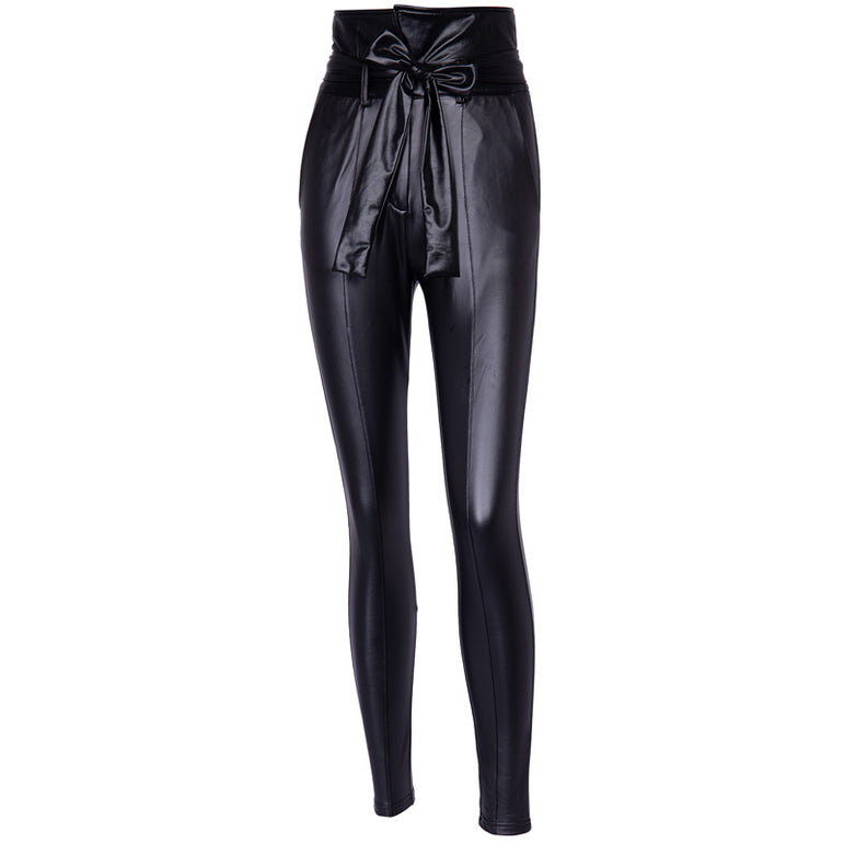 Faux Leather PU Long Trousers Casual