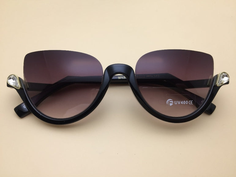 Vintage Half Frame Cat Eye Sunglasses