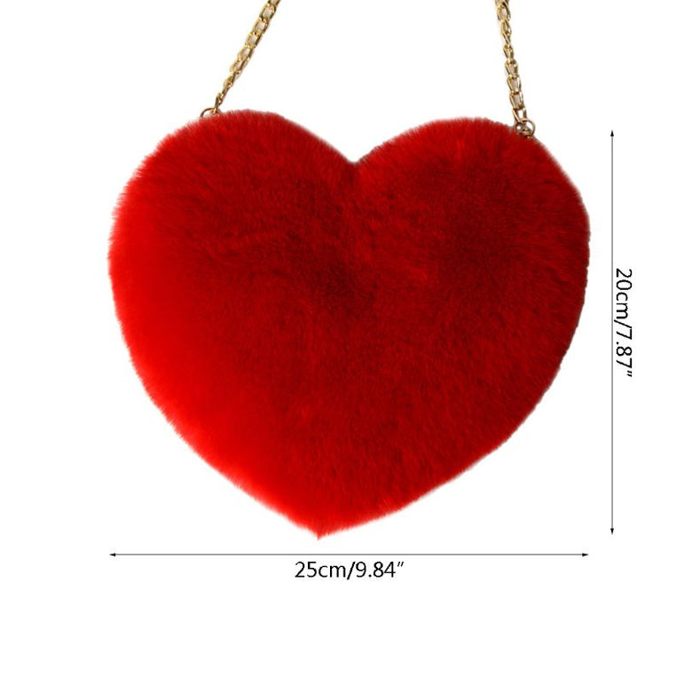 Heart Shaped Faux Fur Crossbodyr Bag