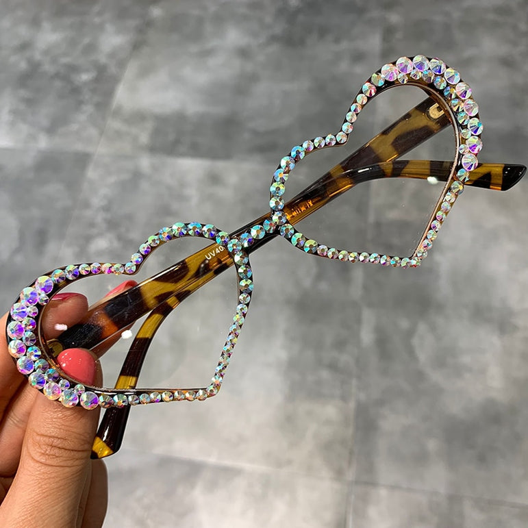 Vintage Heart Fashion Luxury Rhinestone Sunglasses