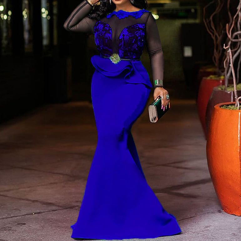 African Ladies Plus Size Long Party Mermaid Dress