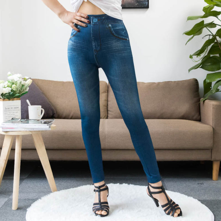 Slim Women Leggings Faux Denim Jeans