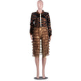 Leopard Jacket Women Patchwork Mesh Pleated