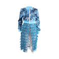 Leopard Jacket Women Patchwork Mesh Pleated