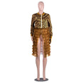 Leopard Jacket Women Patchwork Mesh Pleated