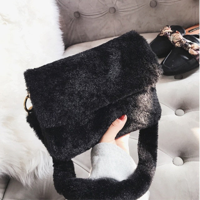 Faux Fur Shoulder Leopard Handbag