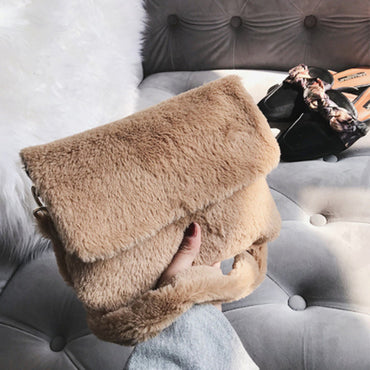 Faux Fur Shoulder Leopard Handbag