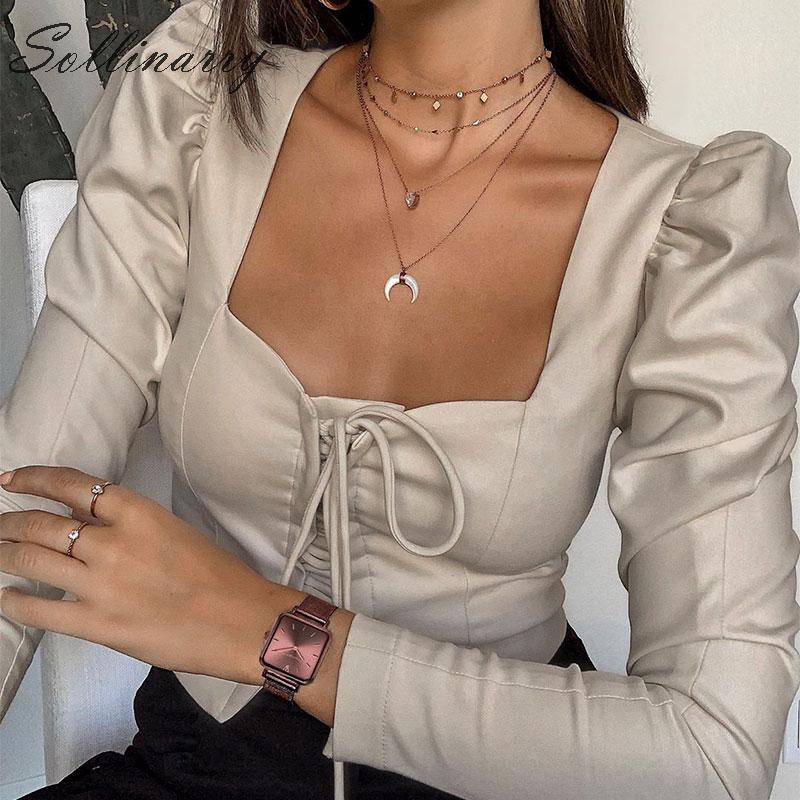 Lace Up High Fashion Blouses Women