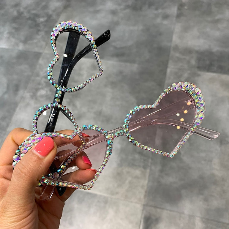 Vintage Heart Fashion Luxury Rhinestone Sunglasses