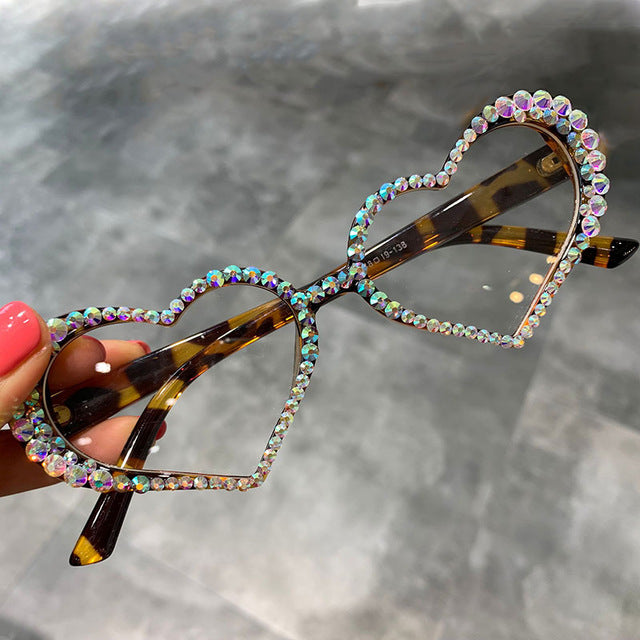 Vintage Heart Fashion Luxury Rhinestone Sunglasses