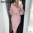 Sexy v-neck knitted dress women Elegant