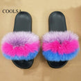 Summer Ladies Colorful Fox Fur Fluffy Slippers