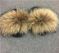 Summer Ladies Colorful Fox Fur Fluffy Slippers