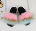 Summer Ladies Colorful Fox Fur Fluffy Slippers