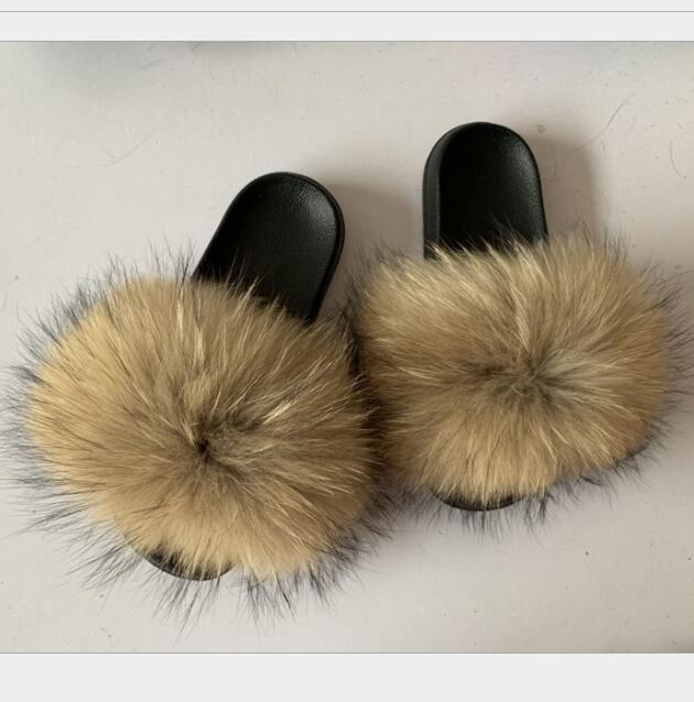 Fluffy Women Brand Fashion Fox Fur Slippers