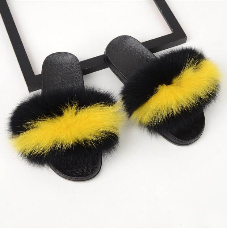 Fluffy Women Brand Fashion Fox Fur Slippers