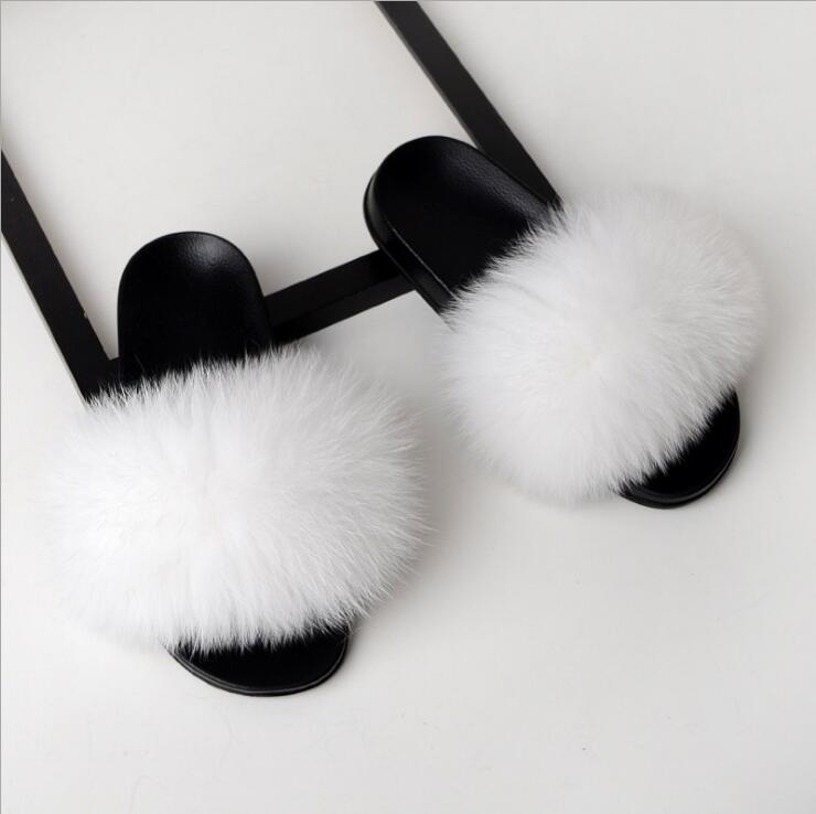 Fluffy Women Brand Fashion Fox Fur Slippers