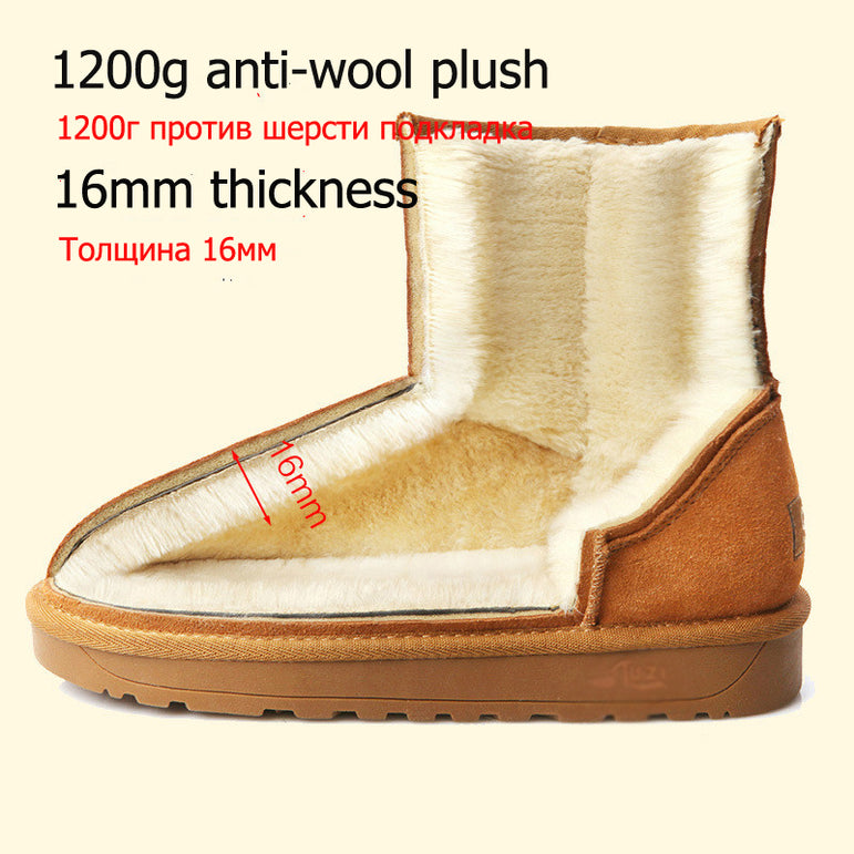 Genuine Leather Fur Snow Boots