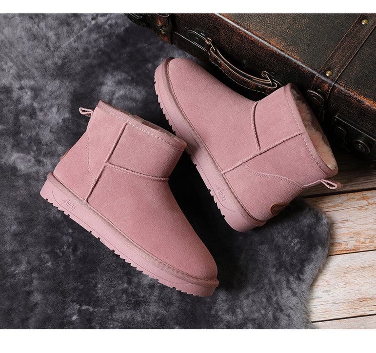 Genuine Leather Fur Snow Boots