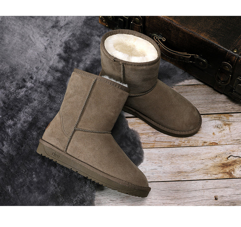 Genuine Leather Fur Snow Boots