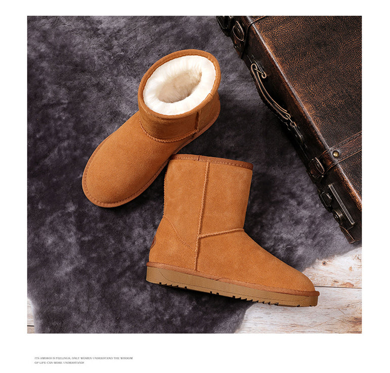 Genuine Leather Fur Snow Boots