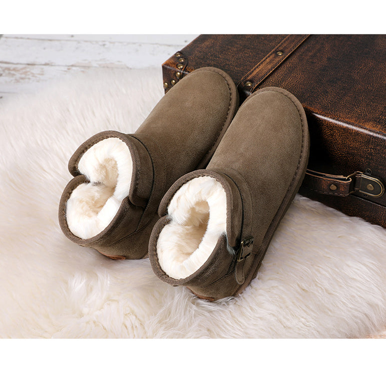 Genuine Leather Fur Snow Boots