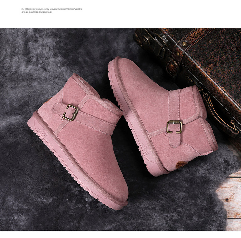 Genuine Leather Fur Snow Boots