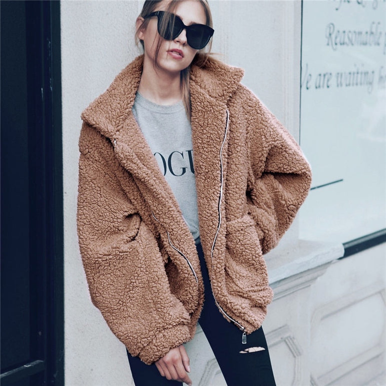 Fur Autumn winter jacket female coat