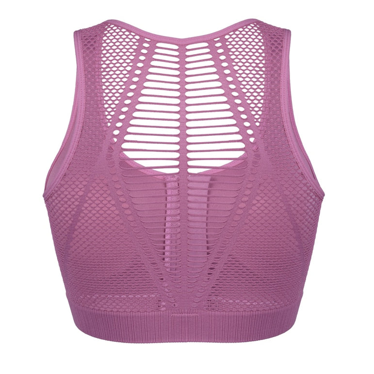 Bra Sexy Mesh Sports Top Push Up